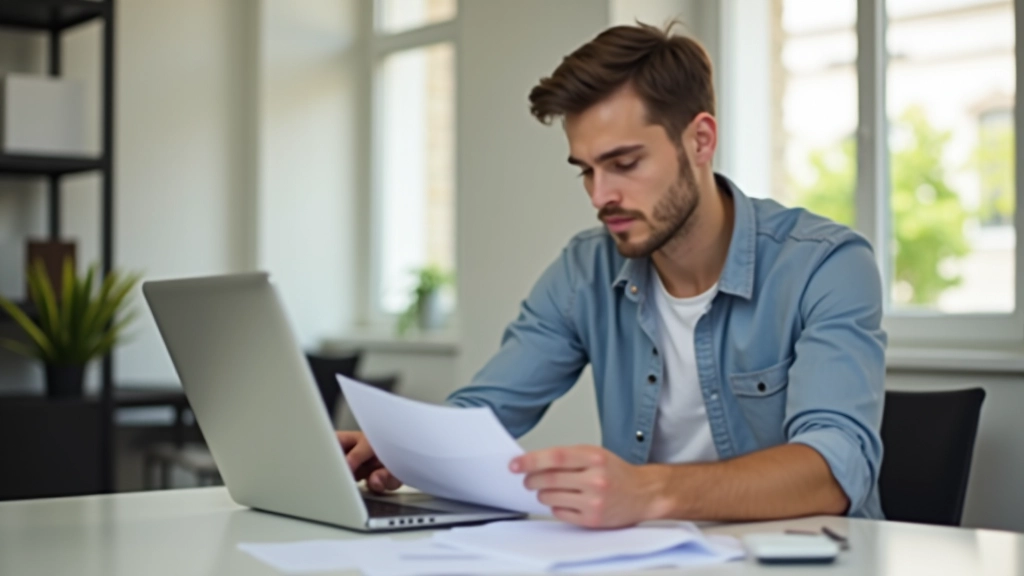 Personne consultant un document d'aide au logement sur un ordinateur portable