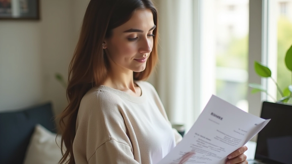 Locataire examinant sa quittance avec liste détaillée des charges
