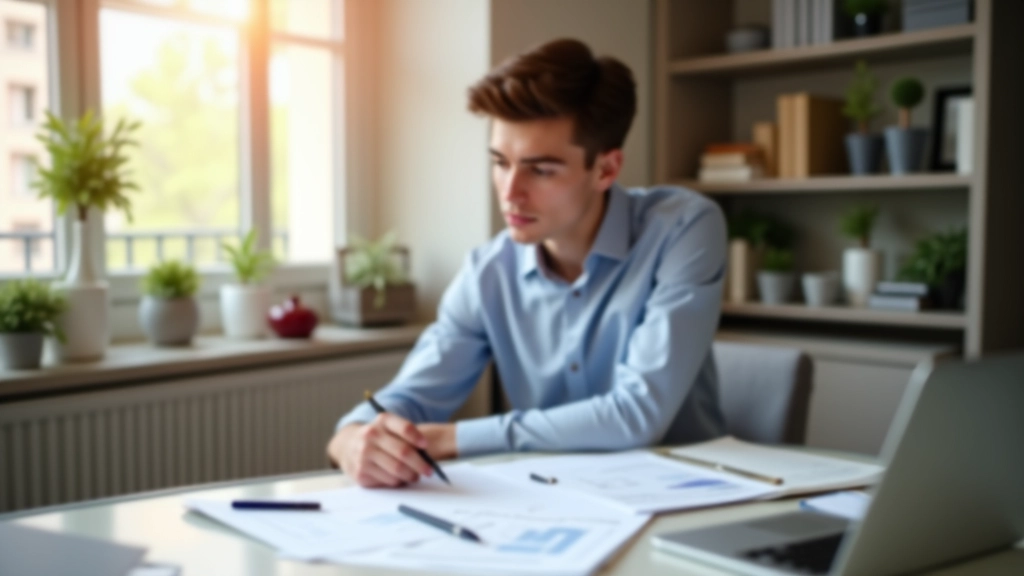 Personne étudiant des documents de budget logement avec concentration